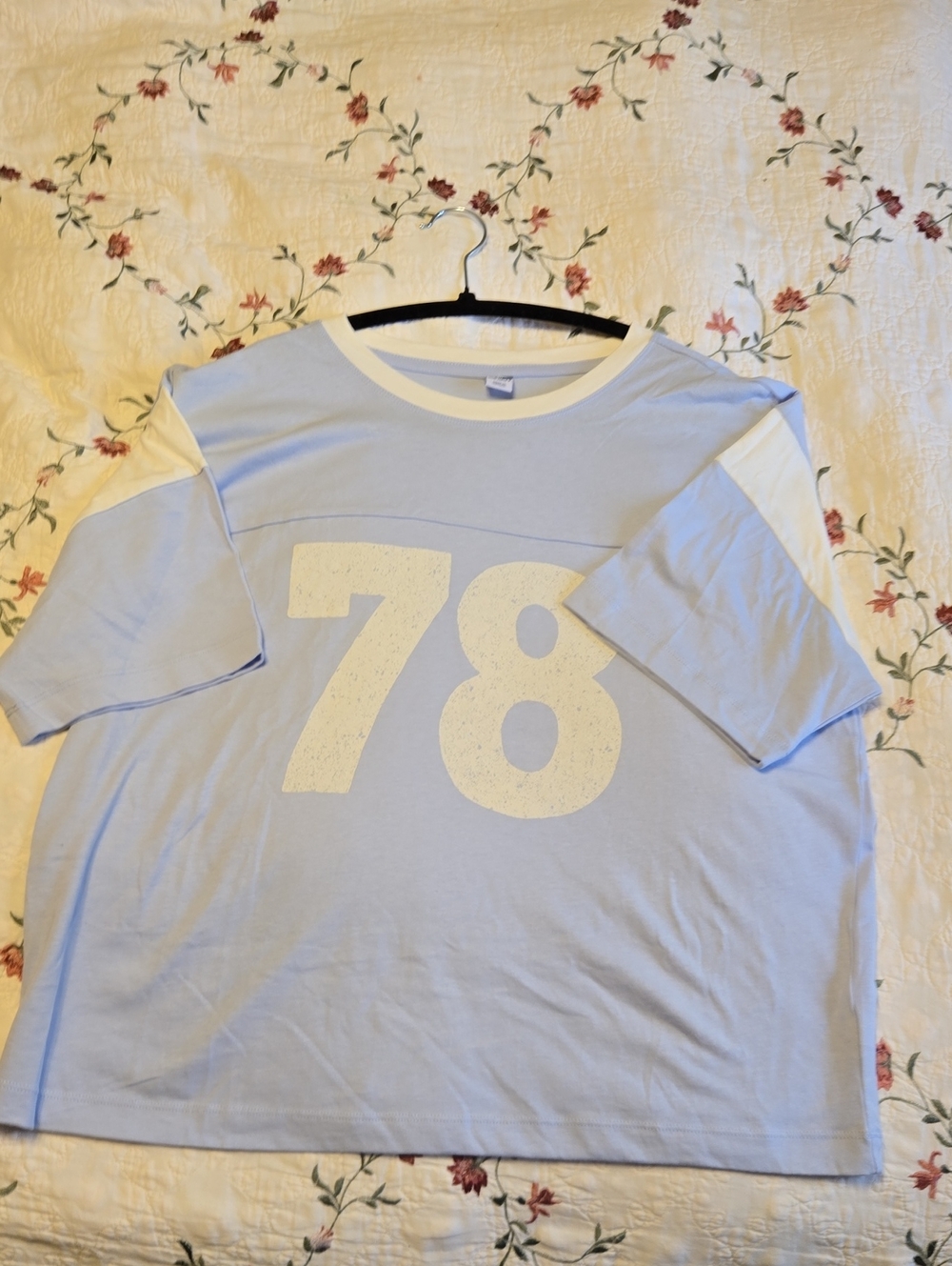 Old Navy Soft-Washed Graphic Ringer Tee Blue & White Size Medium